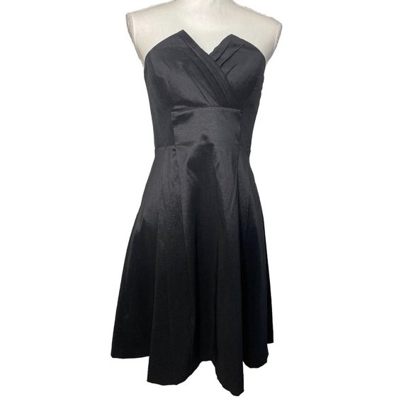 Calvin Klein Women’s Strapless Sweetheart Dress Short Black Satin Size 4 - Picture 1 of 13